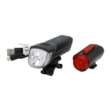 Fischer LED Front & 360° Rear Light USB Set, 30/15 Lux