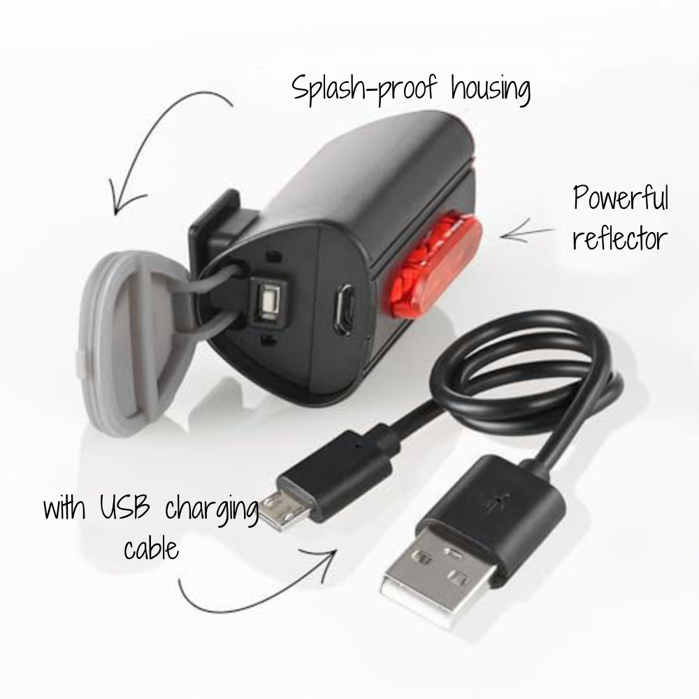 Fischer LED Front & 360° Rear Light USB Set, 30/15 Lux